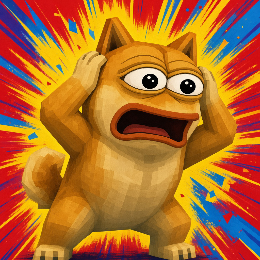 Doge Pepe holding his head in shock