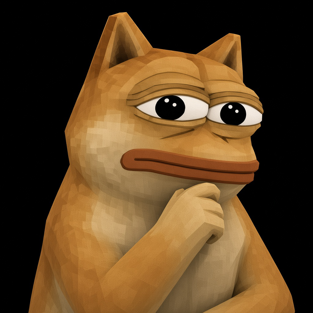 Doge Pepe, the low-poly Shiba with Pepe’s face.